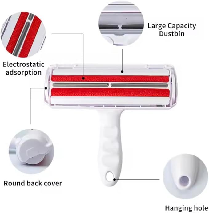 Pet Hair Remover - Reusable Lint Roller for Dog & Cat Hair - Portable Fur Removal with Self-Cleaning Base for Couch, Carpet, Furniture, and Car Seats