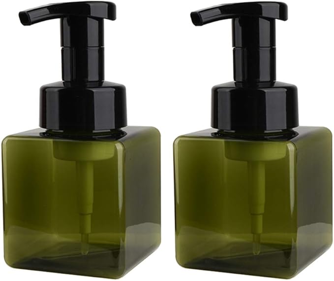 UUJOLY Foaming Soap Dispenser, 250ml (8.5oz) Refillable Pump Bottle for Liquid Soap, Shampoo, Body Wash (2 Pcs) (Small Green)