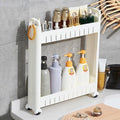 3.54 Slim Storage Cart Durable Bathroom Organizer Slide Out Storage Cart Rolling Utility Cart Slide Out Organizer Narrow Shelf Rack for Kitchen Bathroom Study Office