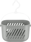 Angoily Hanging Shower Caddy Plastic Hanging Shower Caddy Basket Portable Kitchen Organizer Storage Basket with Hook for Home Grey