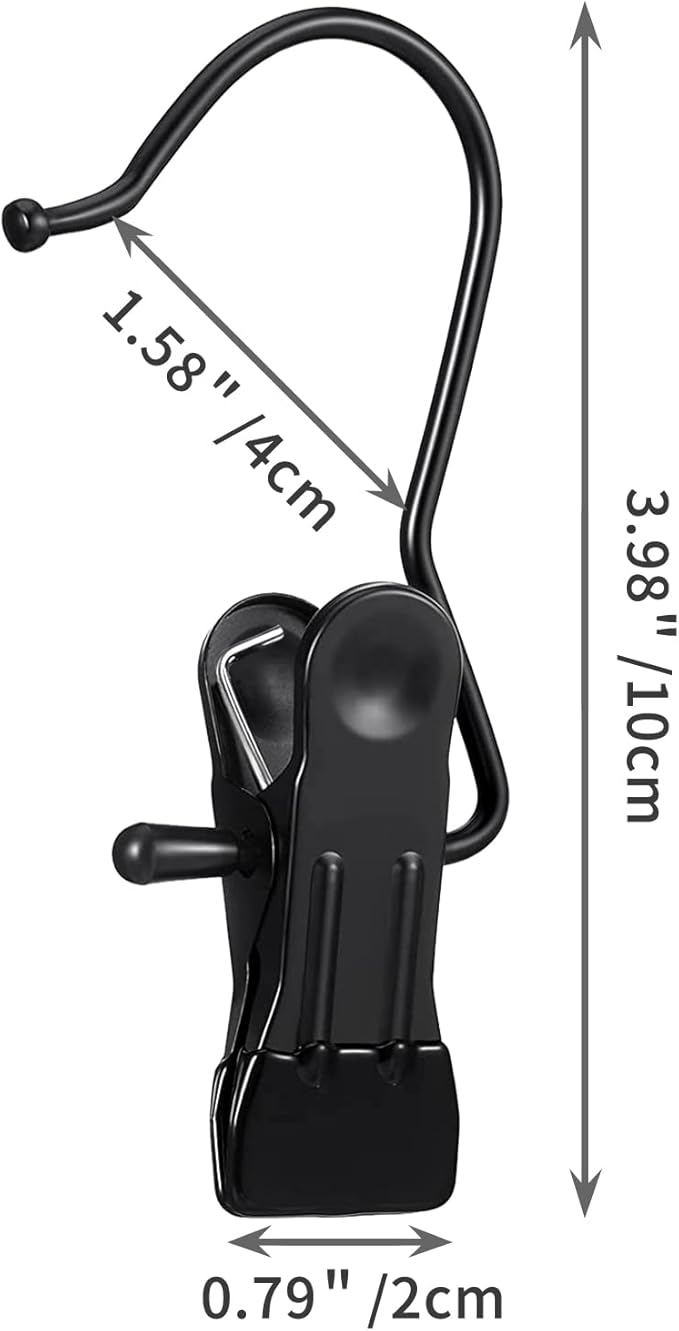 50 Pack Boot Hanger for Closet, Laundry Hooks with Clips, Boot Holder, Hanging Clips, Portable Multifunctional Hangers Single Clip Space Saving for Jeans, Hats, Tall Boots, Towels(Black/Black)