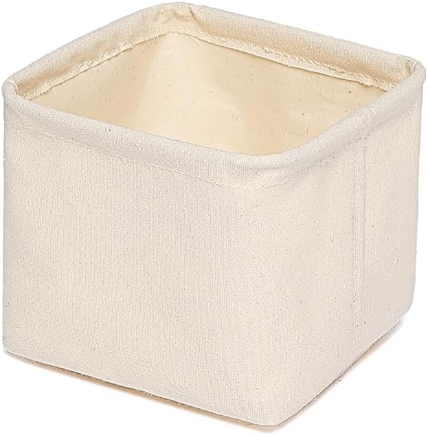 Foldable Storage Bins with Lids Cotton Canvas Rectangular Storage Box Ideal for Organization Lightweight and Durable (5.12 x 5.12 x 4.72)