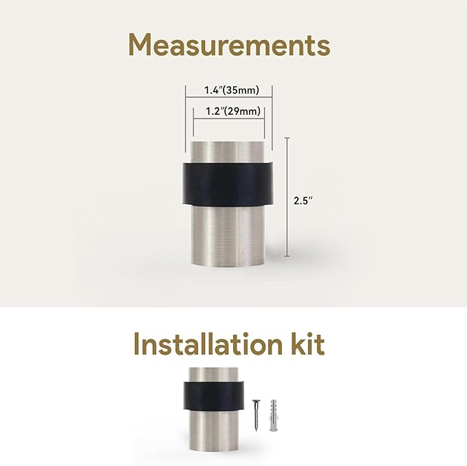 KHTUMEWARE 4 Pack 2-1/2 in Floor Door Stopper,Brushed Satin Nickel Door Stop,Wall Protector Commercial Door Bumper Wedge Decorative Cylindrical Install Door stoppers on The Floor