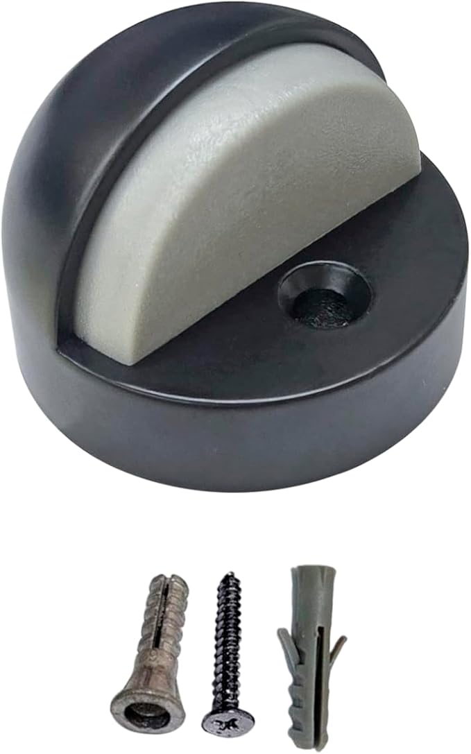 QCAA High Dome Floor Door Stop, 1-11/16" x 1-3/16", Zinc Die Cast, Matte Black, 1 Pack, Made in Taiwan