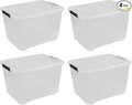 Haodehen 70 Quart Clear Plastic Large Storage Box with Wheels, 4-Pack Plastic Storage Bins with Lids