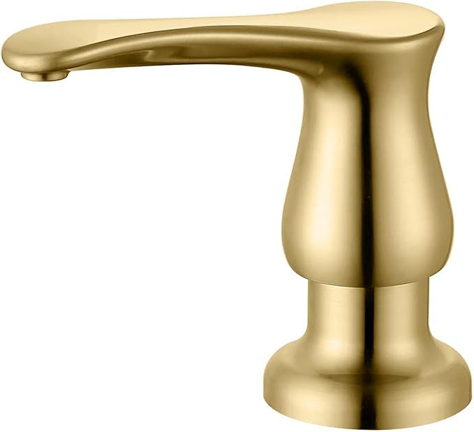 GAGALIFE Kitchen Sink Soap Dispenser Gold, Built in Soap Dispenser with 17 OZ Bottle, Refill from The Top, Liquid Dispenser for Kitchen Sink