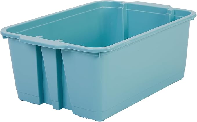 Really Good Stuff Stacking Bins, 14" x 10" x 5 .75" - 6 Pack, Water, Stackable Storage Plastic Bins for Classroom Organization, Home Storage, Office & Hospital Supplies