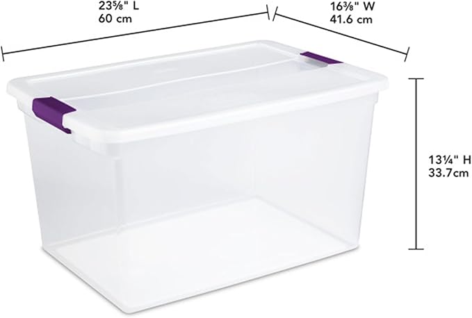 Sterilite 24-Pack 66 Quart ClearView Latch Box, Stackable Organizer Bins with Latching Lids - Clear Plastic Organization Containers for Closet, Bedroom, Shelving Units and Everyday Home Storage
