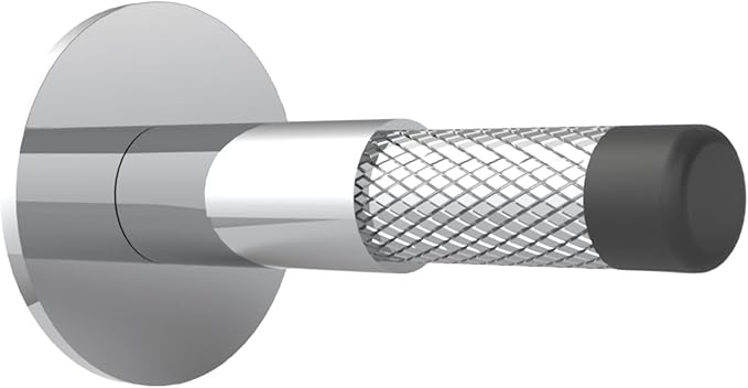 Mega Handles Knurled Baseboard Door Stopper - Heavy Duty Door Stoppers for Bottom of Door, Zinc Alloy Door Stops with Rubber Tip - Polished Chrome