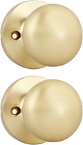 Goldenwarm Gold Closet Door Knobs, Handle Function Non-Locking Dummy Door Knob, Brushed Gold Individual Dummy Door Knob Single Side for Closets, French Double Doors, and Pantry(2 Pieces)
