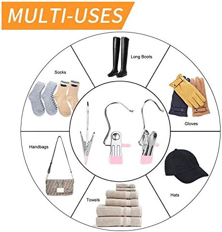 30 Pack Boot Hanger for Closet, Laundry Hooks with Clips, Boot Holder, Hanging Clips, Portable Multifunctional Hangers Single Clip Space Saving for Jeans, Hats, Tall Boots, Towels(Pink)