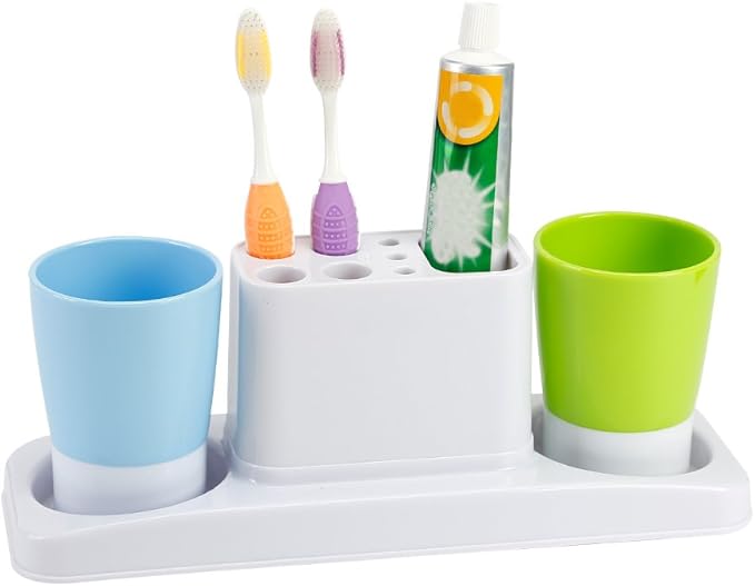 Bathroom Toothbrush Toothpaste Stand Organizer Plastic Storage Rack Set