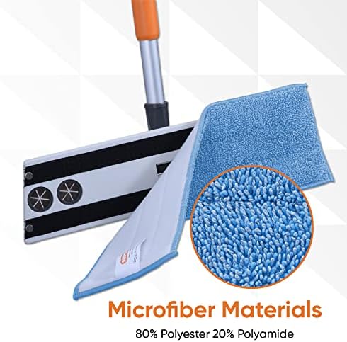 Superio Microfiber Mop Replacement Head, 16 inch Damp Mop Pad Refill for Miracle Mop Dusting and Spray Mop, attaches to Velcro mop(Blue, 2-Pack)