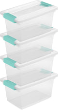Sterilite Medium Clip Box Stackable Storage Bin with Latching Lid for Home, Office, School, Organize Paper, Notebooks, Crafts, Clear Lid, Base, 1-Pack