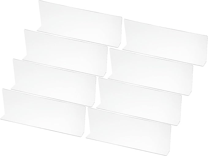 PATIKIL 8 Pack Shelf Dividers for Closet Organization, 13.8x1.6x4.8 Acrylic Closets Separator Kitchen Cabinet Shelves Under Bed Blocker for Bedroom Kitchen Office, Clear