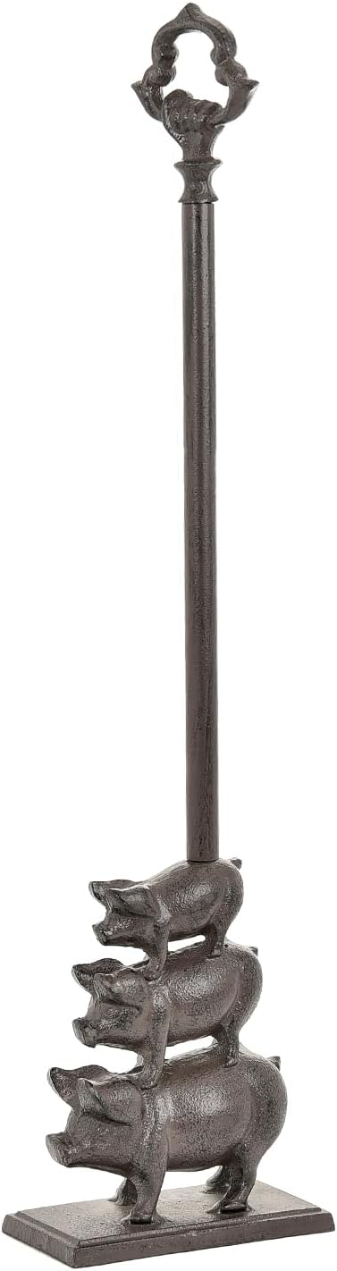 Sungmor Portable Door Stopper Wedge, 23.8" Tall Cute Three Pig Door Holder, Cast Iron Heavy Duty Animal Statue Door Stops with Handle, Antique Style Decorative Ornaments for Home or Yard
