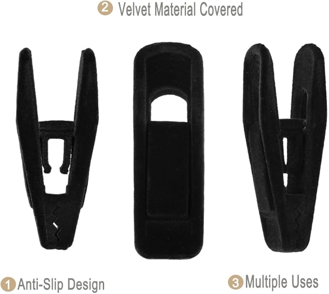 Hanger Clips for Velvet Hangers, 40 Pack Velvet Clips Strong Finger Clips Perfect for Pants, Black