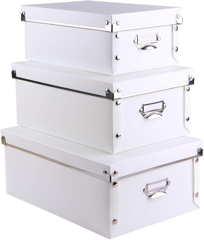 SEEKIND Decorative Storage Boxes with Lids,Water-Proof Storage Bins for Shoes,Clothes,Office …