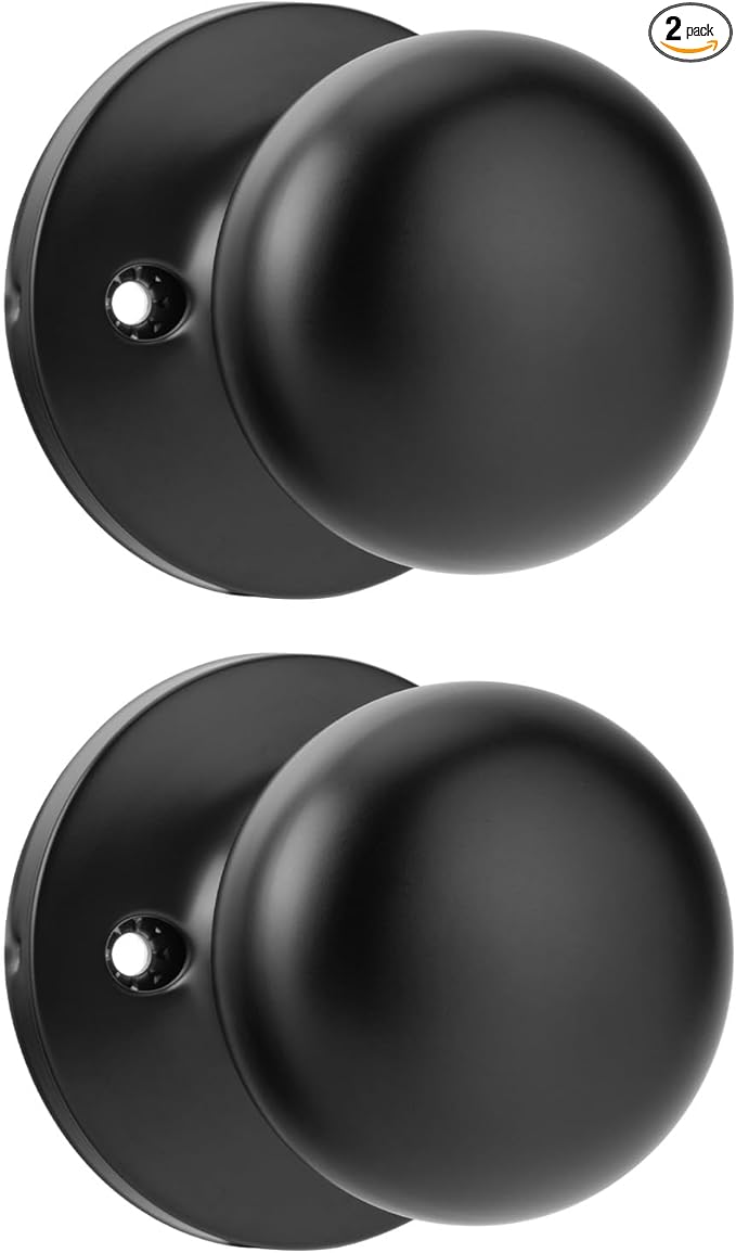 Goldenwarm Black Dummy Door Knobs, No-Turning Door Knob，Matte Black Inactive Half Door Handle for Closet Doors(2 Pieces)