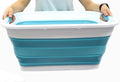 SAMMART 41L (10.8 gallon) Collapsible Plastic Laundry Basket-Foldable Pop Up Storage Container/Organizer-Portable Washing Tub-Space Saving, Water capacity: 32L (8.4 gallon) (Rectangular, Bright Blue)