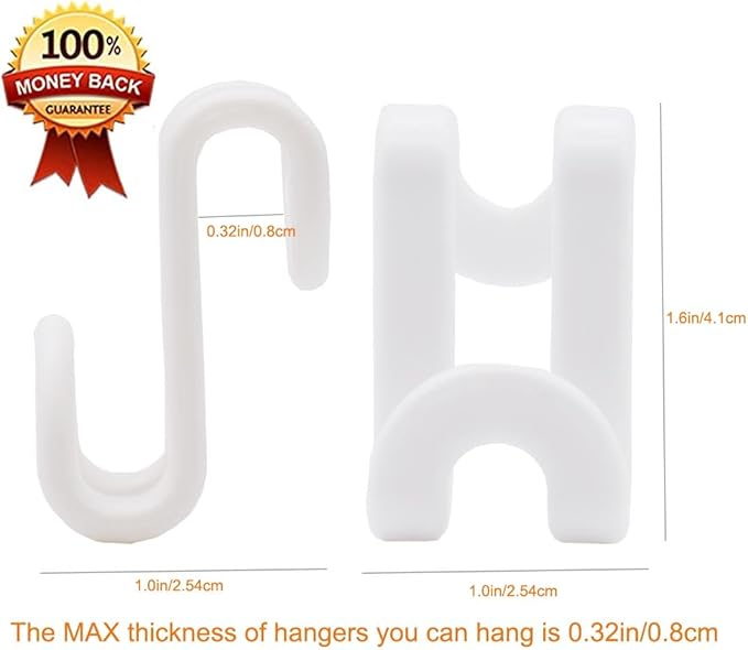 60 Pcs Clothes Hanger Connector Hooks, Mini Cascading Hanger Hooks for Velvet Huggable Hangers, Wooden Hangers, Heavy Duty Space Saving for Closet (White,60)