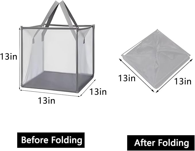 4 Pack Popup Laundry Hamper, Small Collapsible Mesh Laundry Baskets Dirty Clothes Basket with Handle Cube Storage Basket for Washing Storage,Toy Storage,Dorm and Travel(Grey,13 Inch)