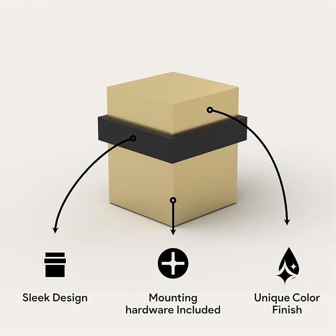 Mega Handles Square Floor Door Stopper, Quickly Installed Wall Protector Stopper, Wall Protectors from Door Knobs, Floor Door Stop with Mounting Hardware Included - Satin Brass - 1.5 Inch