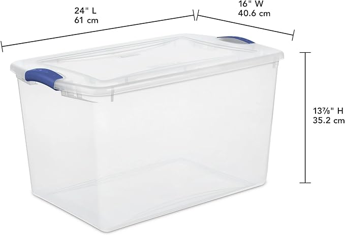 4 Pack 66 Qt Clear Plastic Storage Bins with Lids - Large Stackable Storage Containers for Home, Garage & Basement Organization, Designed for Clothes, Toys & Seasonal Items