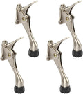 Kickdown Door Stopper 4 Inches - 4 Packs One Touch Adjustable Height Door Stop for The Bottom of Door The Bottom of Door Aluminum Alloy Metal Door Stopper with Rubber Tip Satin Nickel