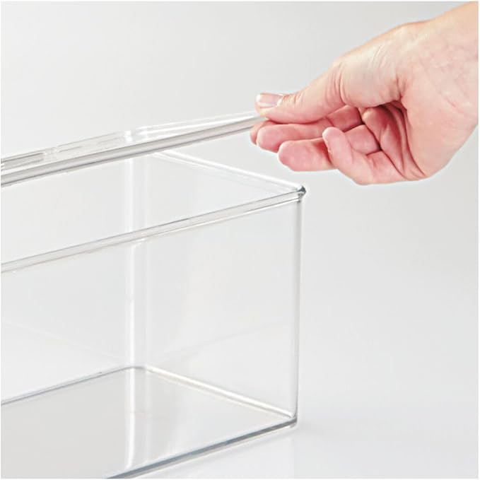 iDesign Recycled Plastic Stackable Pantry Storage Bin with Lid – Clear