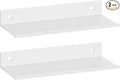 HNVNER White Adhesive Shower Caddy 30cm, Floating Bathroom Shelves for Wall 2 Pack, Metal Bathroom Wall Shower Shelves Storage Organizer for Kitchen Home