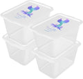 Clear Storage Organizer Bins - 4PC 58QT Heavy-Duty Container Boxes Stackable and Nestable Storage Bins with Mermaid Lids Plastic Large Storage Totes for Home, Office, and Garage