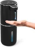 Automatic Soap Dispenser Touchless,Liquid Hand Soap Dispenser 12.8oz USB 4levels Adjustable Dispenser Electric Wall Mounted Smart for Bathroom and Kitchen Dish Soap，Easy for Toddlers(Black)