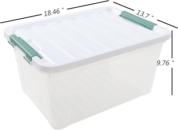 Zerdyne 35 L Clear Large Storage Box, Plastic Storage Bins, Set of 4