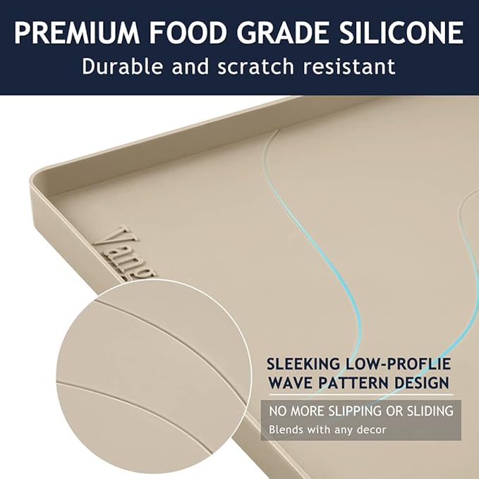 Heavy Duty Silicone Under Sink Mat for Kitchen&Bathroom 28" x 19",Waterproof Under Sink Rubber Mat Drip Tray, Raised Edge Under Sink Liner,Prevent Drips, Leaks, Spills,Beige