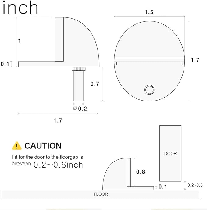 Floor Door Stopper Satin Nickel with Rubber pad, Semicircle Shaped Door Stopper, Stainless Steel for Protecting Wall (2inch x 4pack, Satin Nickel)