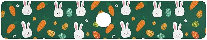 Kitchen Sink Splash Guard 1 PC 30 Inch Sink Faucet Mat Splash Guard for Bathroom Countertop Water Absorbent Foldable Cuttable Soft Washable Deep Green Easter Rabbit Eggs Carrots