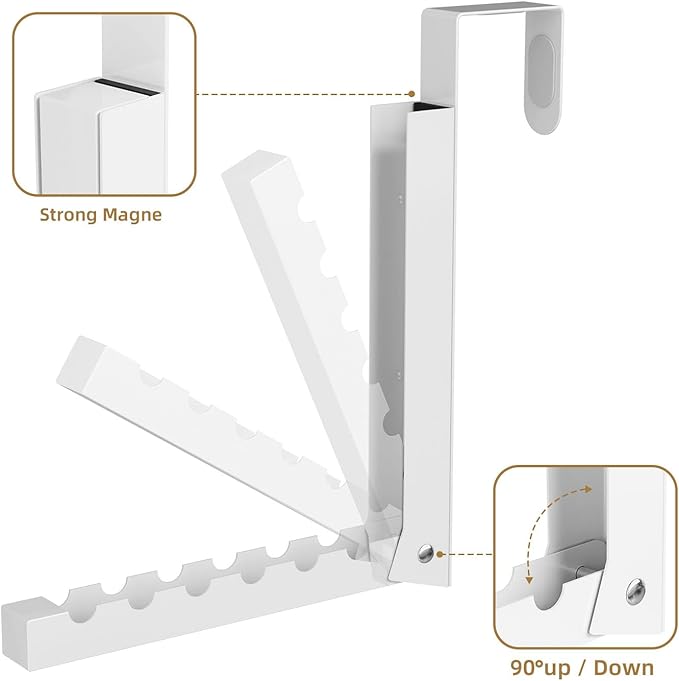 ZMBESUP Over The Door Hanger Folding Clothes Drying Rack, Folding Hanging Coat Rack for Indoor Laundry Room Compact Small Space Foldable Portable Clothing Hanger Hook Collapsible- 2 Pack (White)