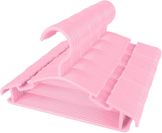 GoodtoU Baby Hangers, 100Pack Kids Hangers Plastic Baby Clothes Hanger for Closet - 10.2 Inch for Infant Child Children Nursery Hanger Pink