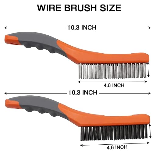 MAXMAN Wire Brush Set, Heavy Duty Stainless Steel and Carbon Steel Wire Brushes for Cleaning Rust, Grill, Dirt, Paint Removal, Welding, Stiff Bristle Metal Brush with 10" Plastic Handle, Large, 2Pcs