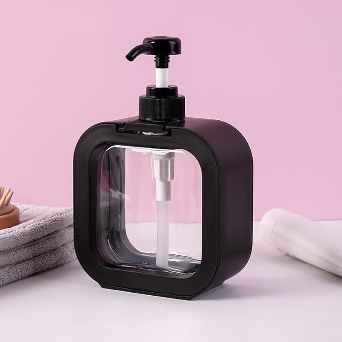 Hand Soap Dispenser for Bathroom, Modern Dish Soap Dispenser for Kitchen Sink, Liquid Soap Container with Pump, Clear Plastic Soap Pump Bottles (2 Packs,17oz, Black)