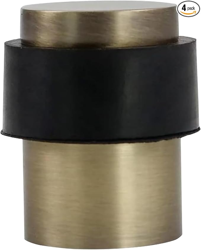 KHTUMEWARE 4 Pack 1-1/2 in Floor Door Stopper,Antique Bronze Brushed Door Stop,Wall Protector Commercial Door Bumper Wedge Decorative Cylindrical Install Door stoppers on The Floor