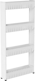 4-Tier Storage Organizer Rack - Plastic Rolling Cart for Office, Dorm, Bedroom, Bathroom, and Laundry Room Organizing by Lavish Home (White)