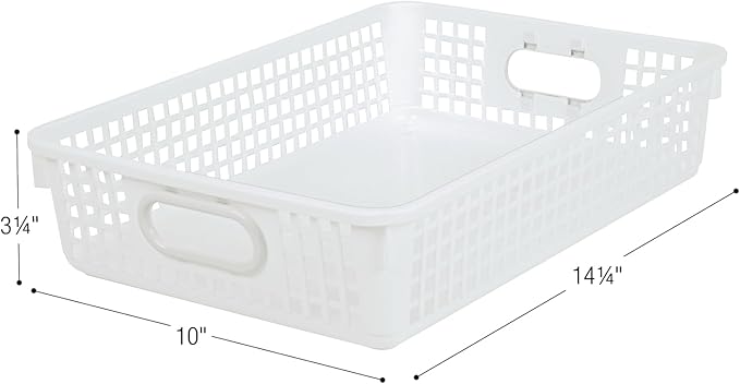Really Good Stuff 6PK Plastic Desktop Paper Storage Basket for Classroom or Home–14”x10” Plastic Mesh Basket-Secure Papers Crease-Free–Neon Pop