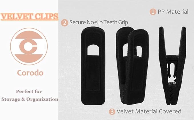 Hanger Clips for Velvet Hangers, 20 Pack Velvet Hanger Clips, Strong Hanger Clips Perfect for Skirt Pants Hangers (Black)