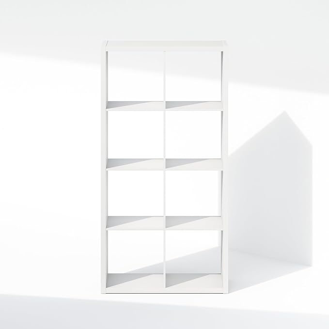 Furinno Cubic Closet Organizers and Storage, 8-Cube Closet Organizer, Open Shelf Closet Storage, Extra Thick Frame for Wardrobe, Bedroom, Living Room, White