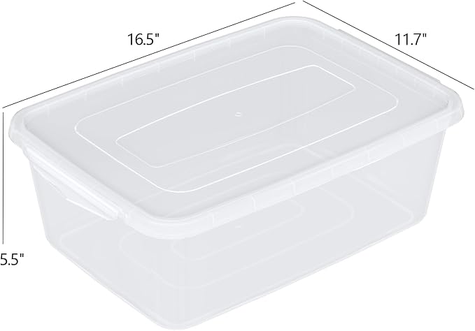 Leendines 16 Quart Plastic Storage Container with Lid, Clear Storage Boxes with Lids, 12 Packs