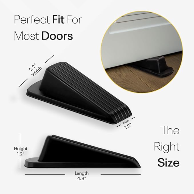 Door Stoppers for Bottom of Door – Rubber Door Stopper Wedge – Pack of 2 – Door Stop – Door Stoppers – Doorstop – Door Wedge – Doorstops for Inside Door – Ideal for Homes, Schools, Offices, Workshops