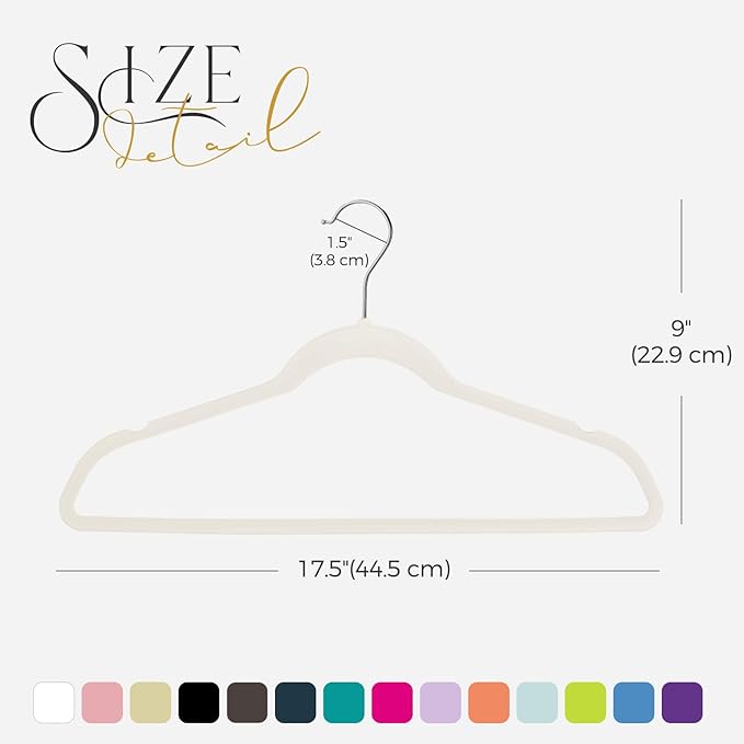HOUSE DAY Premium Velvet Clothes Hangers Non-Slip Flocked Felt Hangers Heavy Duty Durable Coat and Suit Hanger, Vibrant Color Slim Lightweight Space Saving Hanger (20 Pack, Ivory)