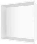 BATHFINESSE Shower Niche No Tile Needed, 12 x 12 White Shower Niche Insert Tile Ready, Recessed for Shower Wall Bathroom Storage Over Mount Installation